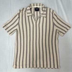 Abercrombie & Fitch Cream and Black Lightweight Sweater Polo Shirt